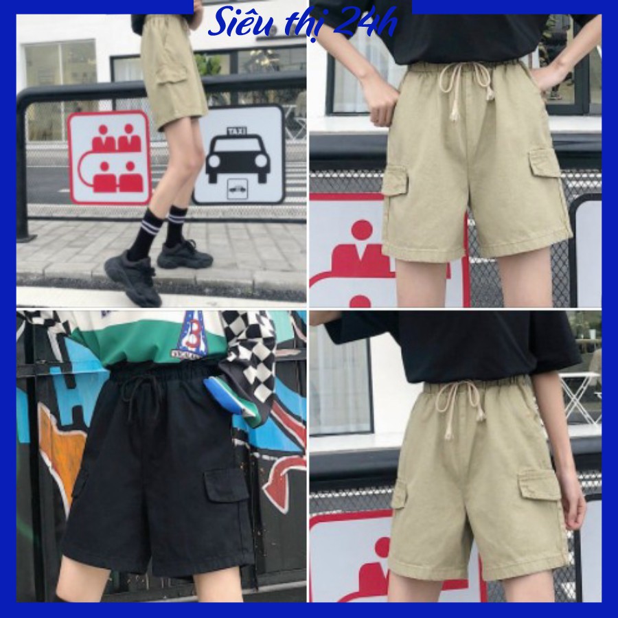 Quần đùi kaki có nắp túi, quần short nam nữ ống rộng thoải mái Siêu thị 24giờ QH.50 | BigBuy360 - bigbuy360.vn