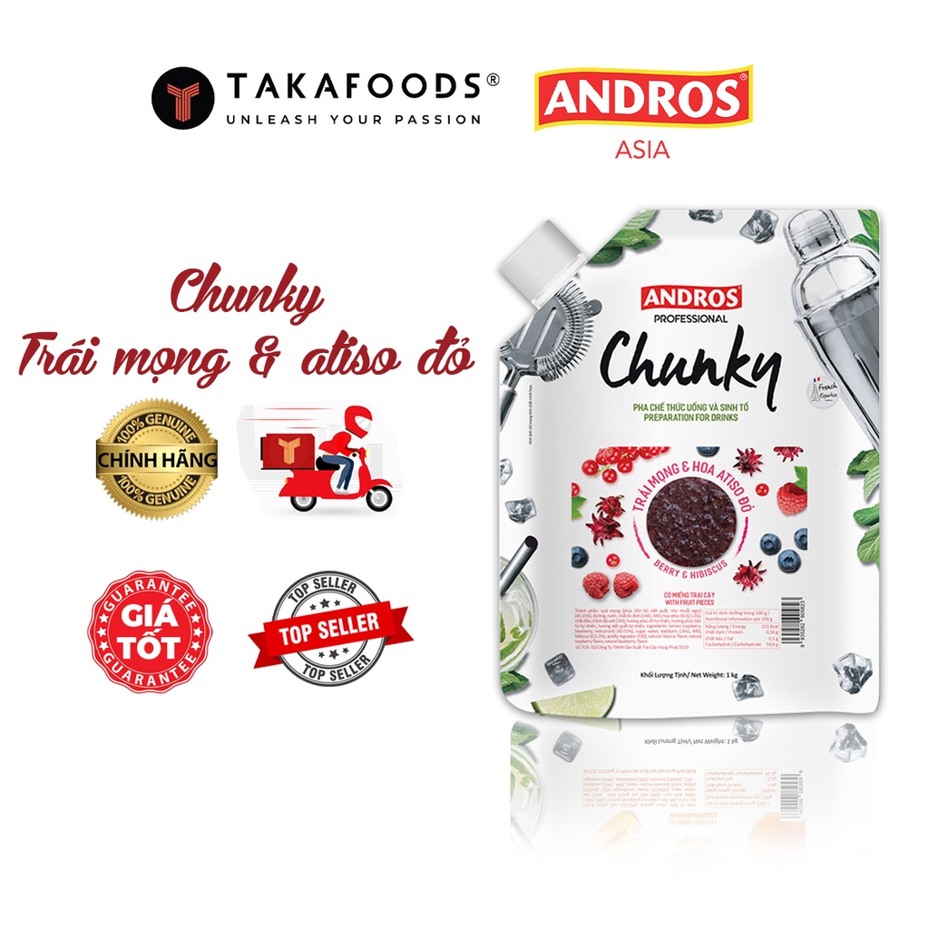 Mứt Trái Cây Chunky Atiso Hoa Mọng Đỏ Bịch 1Kg.Hàng công ty có sẵn giao ngay