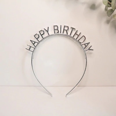 Bờm sinh nhật chữ happy birthday ánh kim bạc