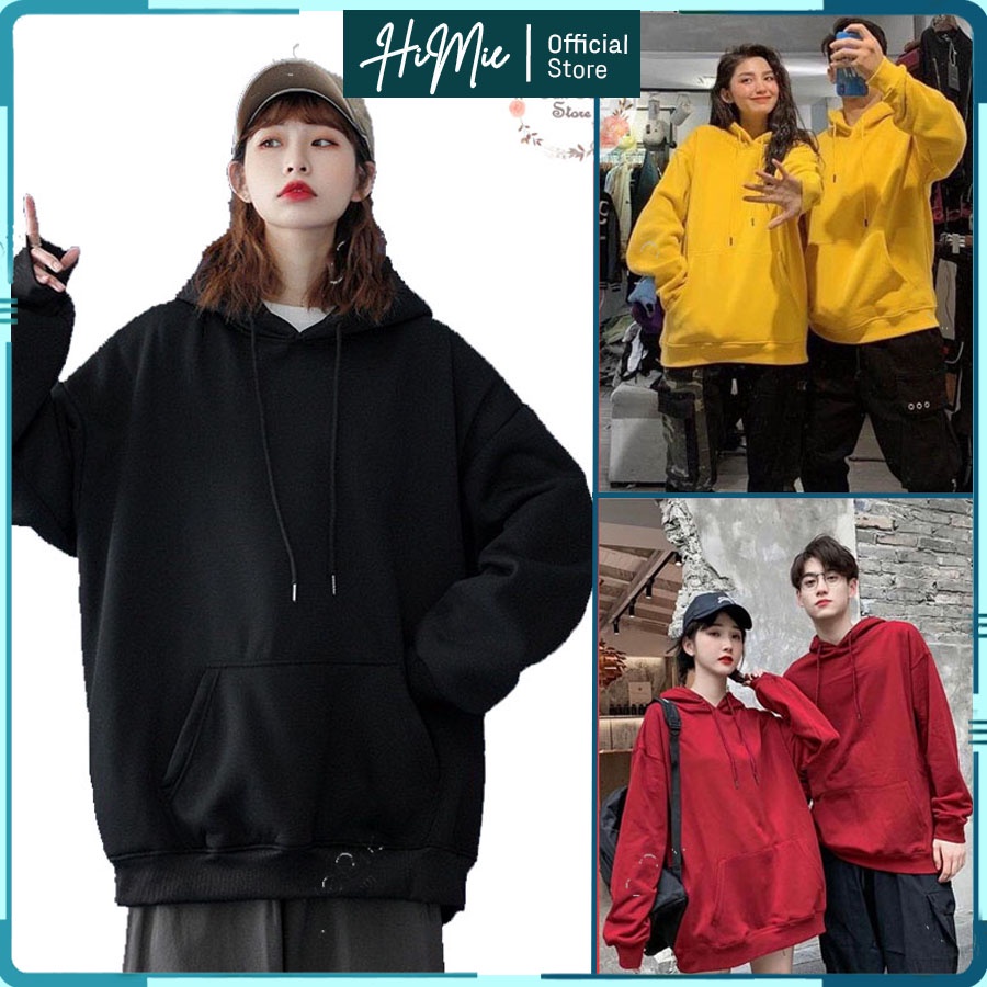 Áo hoodie unisex nam nữ basic, áo trơn thoải mái dễ phối đồ , chất nỉ cao cấp, dày dặn thu đông HiMie