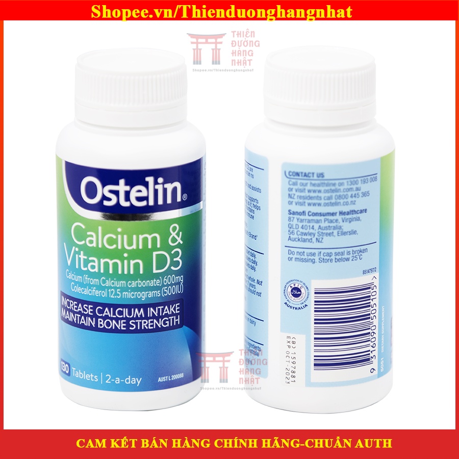 Canxi khủng long/bầu Ostelin Kids Calcium &amp; D3, Úc (90v/130v) phát triển xương, răng cho bé và mẹ bầu