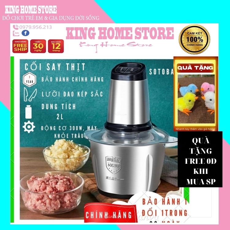 Máy Xay Thịt Cối Inox 4 Lưỡi Đa Năng Xay Cua, Cá, Tỏi Ớt, Các Loại Rau Củ Quả, Bảo Hành 1 ĐỔI 1 Toàn Quốc