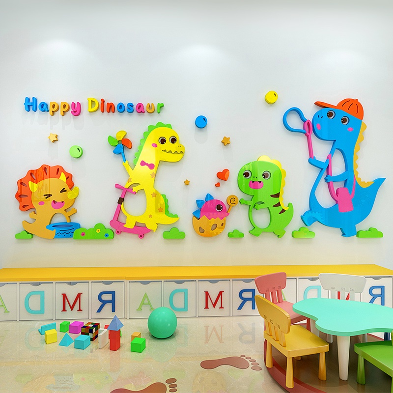 Tranh Mica trang trí Những chú khủng long Trang trí phòng cho bé, Trường mầm non Nhiều Size - EPeBen