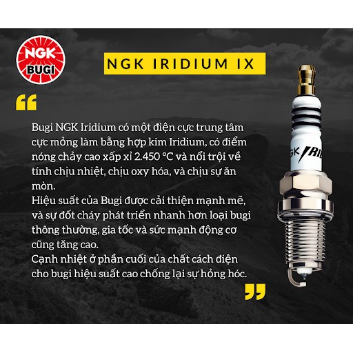 Bugi NGK IRIDIUM - CR6HIX - Nhật Bản (dòng cao cấp - chân ngắn) cho xe DREAM, DREAM II, WAVE 100