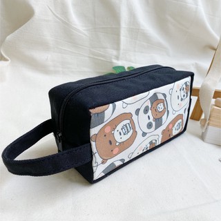 [Hình chụp thật] Bóp Viết Vải Canvas Gấu Nâu - Panda