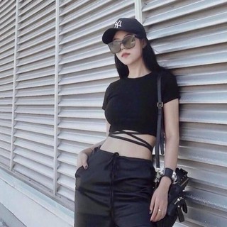 Áo Croptop Đan Dây Eo Nữ Hot