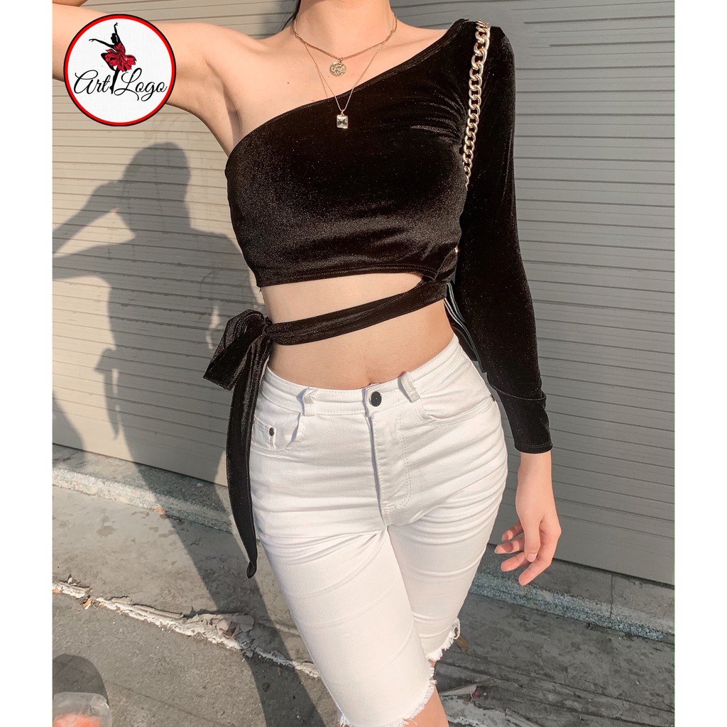 Set đồ nữ cá tính áo nhung hở vai quần jean "ÁO NHUNG" | BigBuy360 - bigbuy360.vn