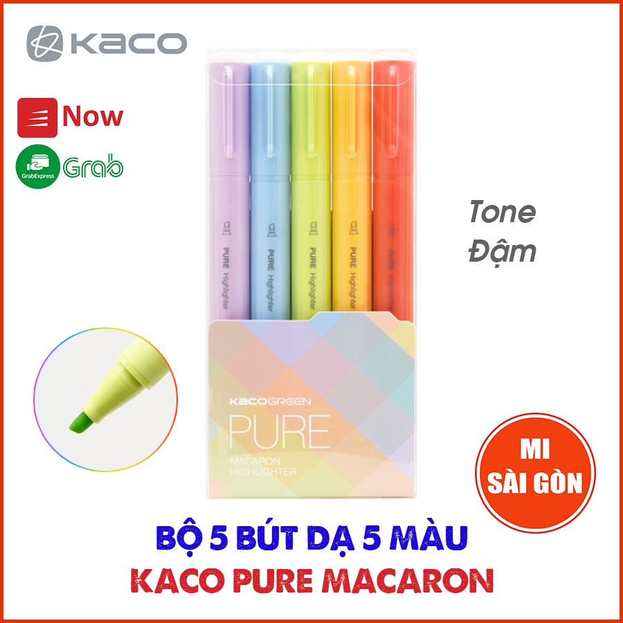 [Hỏa Tốc HCM] Bộ 5 Bút Dạ 5 Màu KACO HIGHLIGHT - Bút Dạ Quang KACO PURE MACARON Chính Hãng