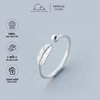 Nhẫn bạc nữ moonsilver hình lông vũ hở freesize bạc ý