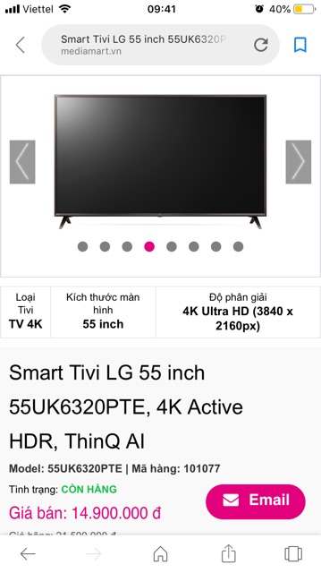 Tivi LG 55 in UK6320 (2018)-4K (tìm kiếm bằng giọng nói)