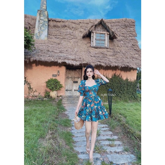 Đầm maxi lụa hoa đi biển siêu đẹp siêu xinh TRIPBLE T DRESS - Free size dưới 55kg