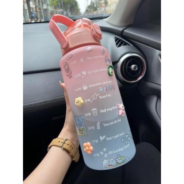 Bình thuỷ tinh màu Dung Tích 450ml Hello Master / Bình Đựng Nước Có Dây Xách