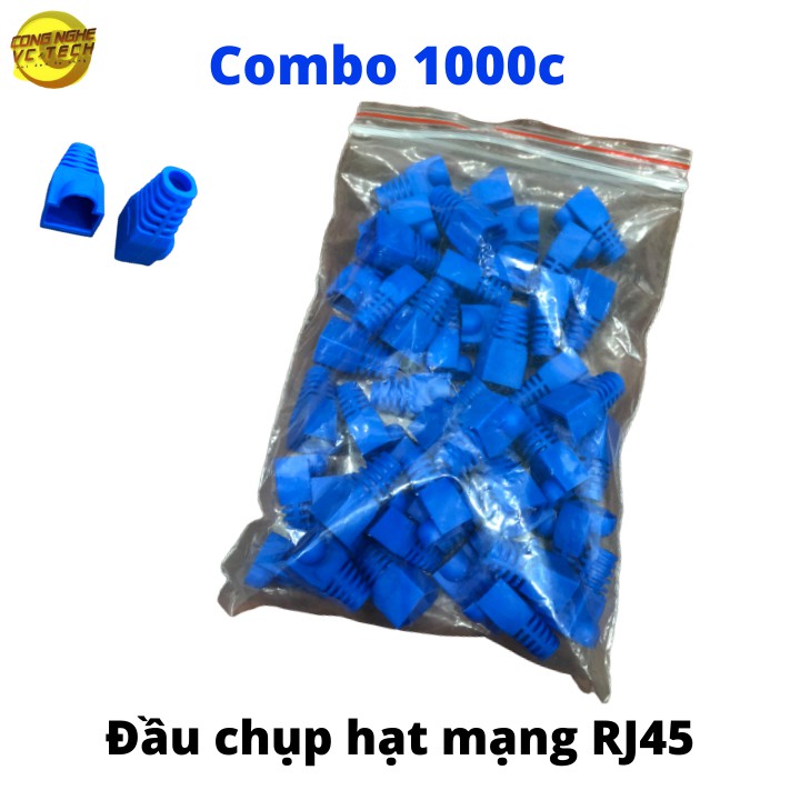 Combo 100 Đầu Chụp Hạt Mạng RJ45 Màu Xanh-Nhựa Cao Cấp Siêu Bền