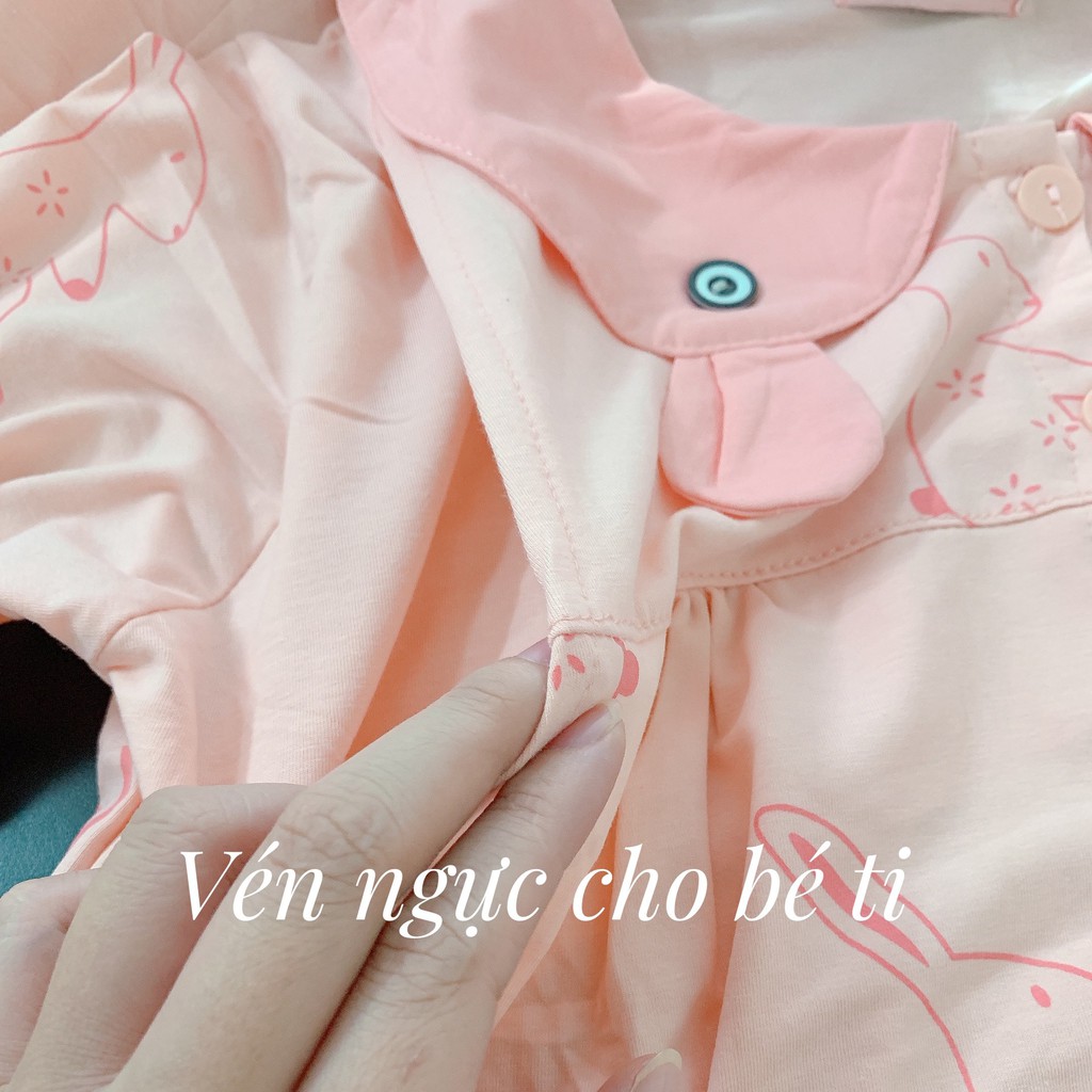 Bộ Bầu Và Sau Sinh Cotton Dài Tay Họa Tiết Thỏ Dễ Thương Mặc Ở Nhà Chất Mềm Ấm Cho Con Bú HT4634 Honey Mommy