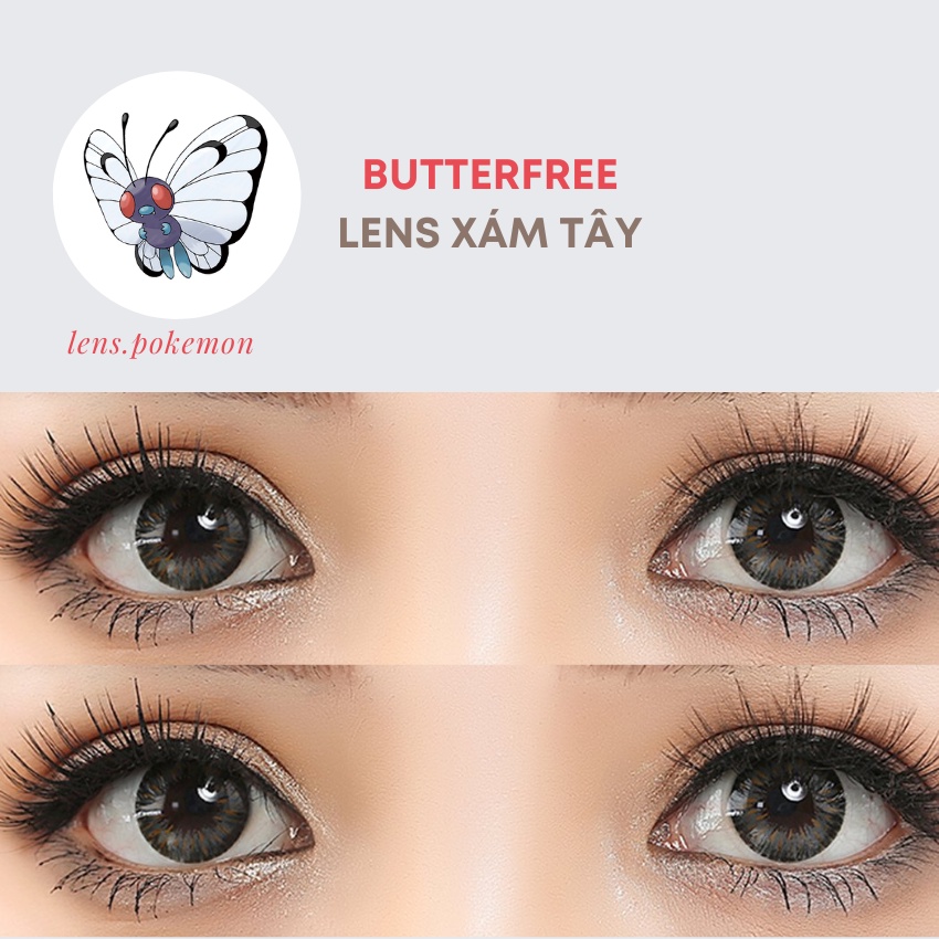 Kính áp tròng thẩm thấu oxy silicone hydro lens  màu xám tây BUTTERFREE -GRAY , giãn nhẹ dia 14.2 , nhập khẩu Hàn Quốc