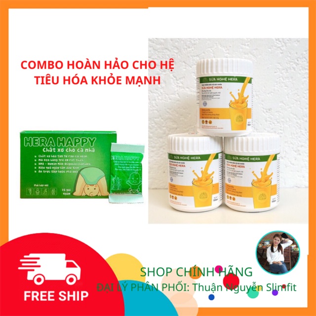 COMBO 01 hộp Chất Xơ Hera Happy⚡️01 Sữa Nghệ Hera 100gr⚡️Đánh bay Táo Bón, Hỗ Trợ Điều Trị Đau Dạ Dày