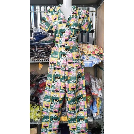 Bộ pijama tay ngắn quần dài ,vải Kate lụa