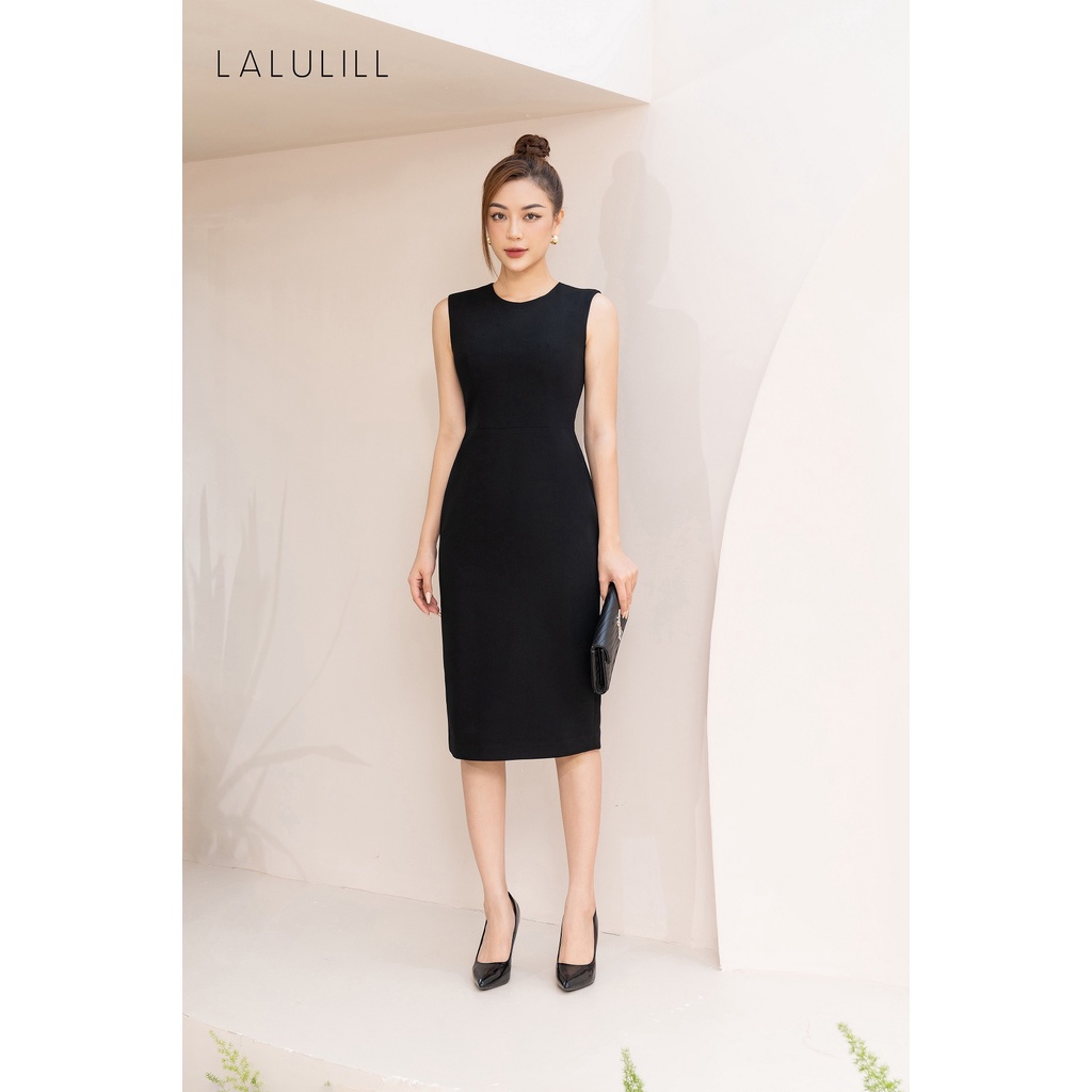 Đầm công sở nữ dáng ôm sát nách cơ bản thời trang LALULILL hai lớp co giãn LDL227030