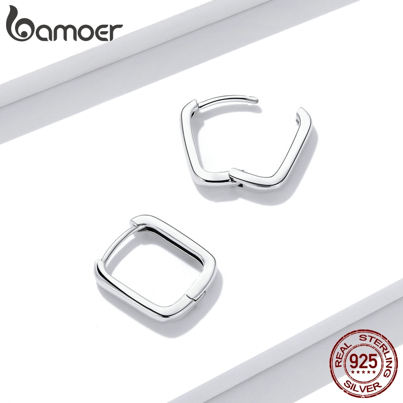 Đôi Bông Tai Cao Cấp Bamoer 925 BSE478 Dành Cho Nữ Dự Tiệc Bằng Bạc Thật Dạng Khóa Vuông