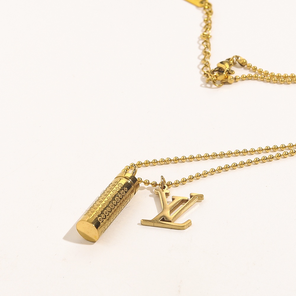 LOUIS VUITTON Vòng cổ Thép Titan Họa Tiết Lv Sang Trọng Cho Nam Nữ