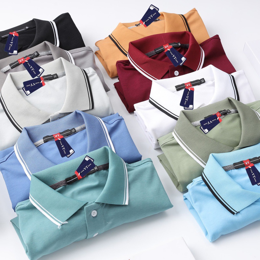 Combo 3 Áo Polo Nam Trung Niên Trơn Nhiều Màu Chất Liệu Cotton Thấm Hút Mồ Hôi - Việt Trinh