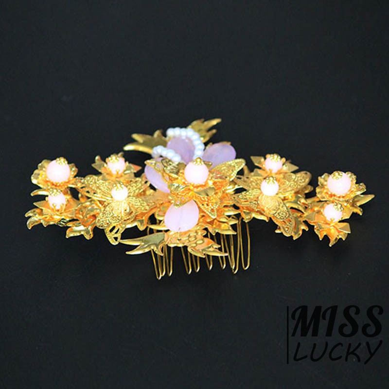 Phụ kiện tóc vàng kiểu dáng thời trang thanh tú cho cô dâu