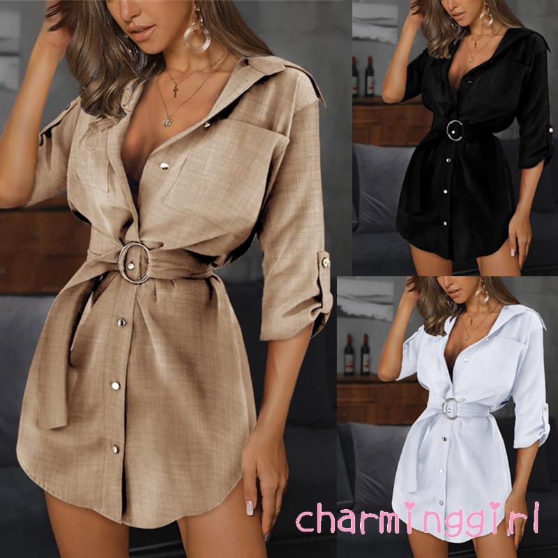 Đầm cổ chữ v thời trang hè nữ tính vải cotton