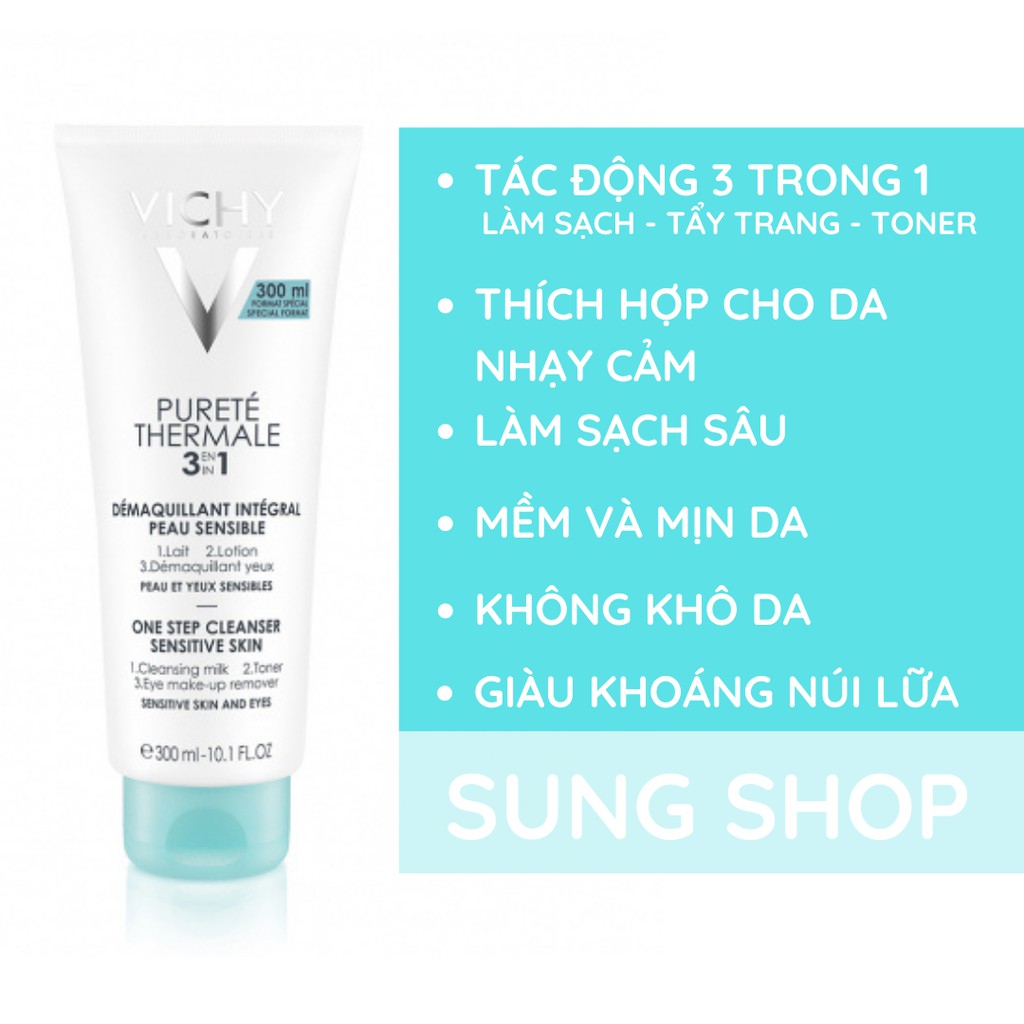 [Mã 153FMCGSALE1 giảm 10% đơn 250K] Sữa rửa mặt Vichy 3 trong 1 làm sạch sâu tẩy trang toner