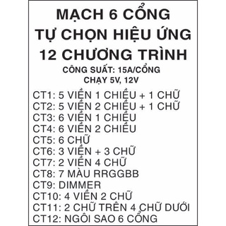 Mạch led 6 kênh 15A tự chọn hiệu ứng
