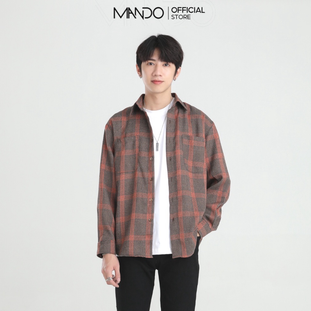 (Hàng Kho) Áo Sơ Mi Caro Nam MANDO Form Rộng Chất Vải Dạ Mỏng Dài Tay Kiểu Dáng Basic Unisex Thời Trang Hàn Quốc ACB96 (