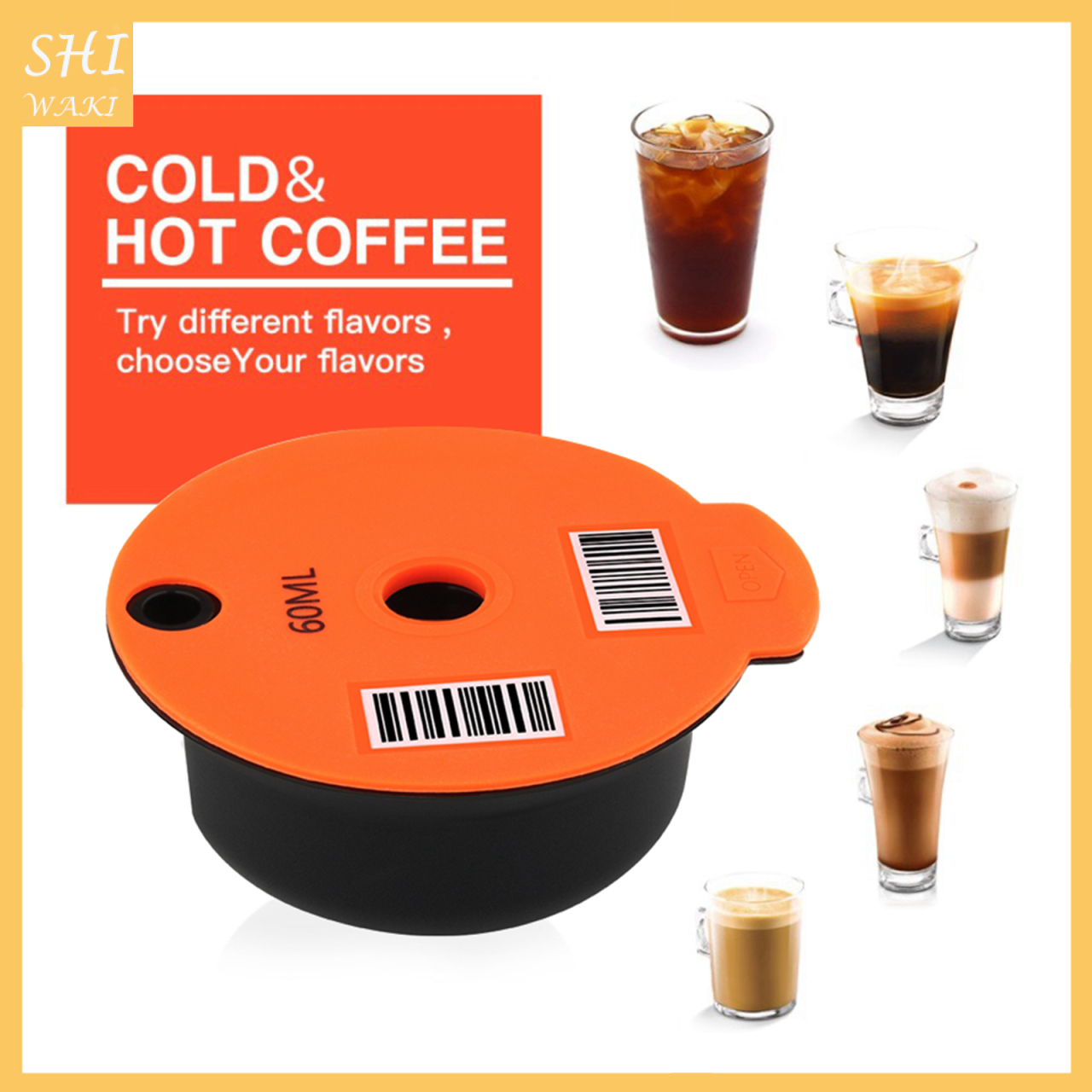 [In Stock]Reusable Coffee Capsule Pods with Slicone Lid Fit for Bosch Tassimo 60ml