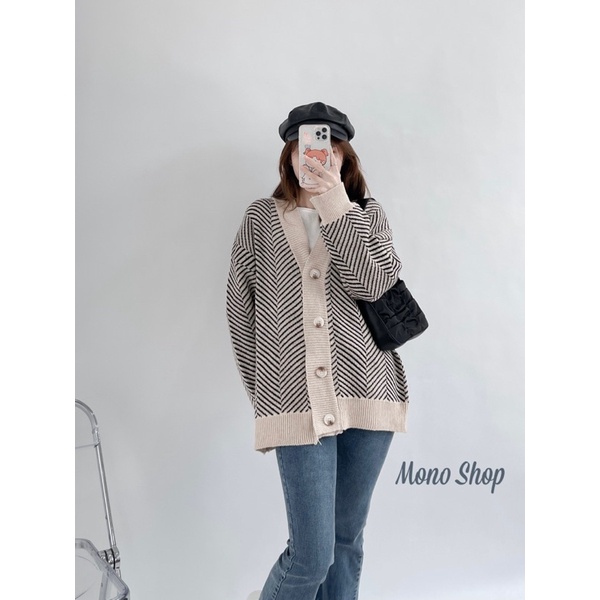 áo khoác cardigan len nữ dáng dài kẻ sọc hàn quốc (Ảnh thật/ sẵn) | BigBuy360 - bigbuy360.vn