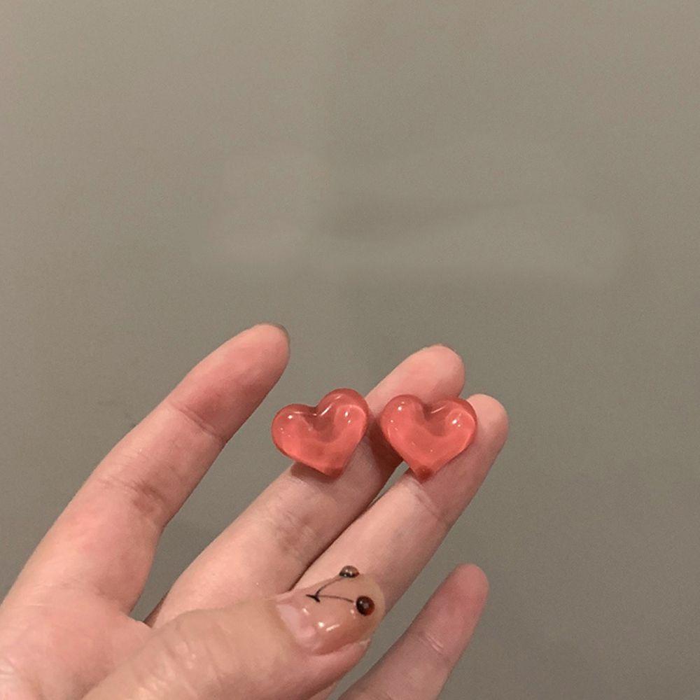 Bông Tai Hình Trái Tim Màu Sắc Đơn Giản Phong Cách Retro Cho Nữ