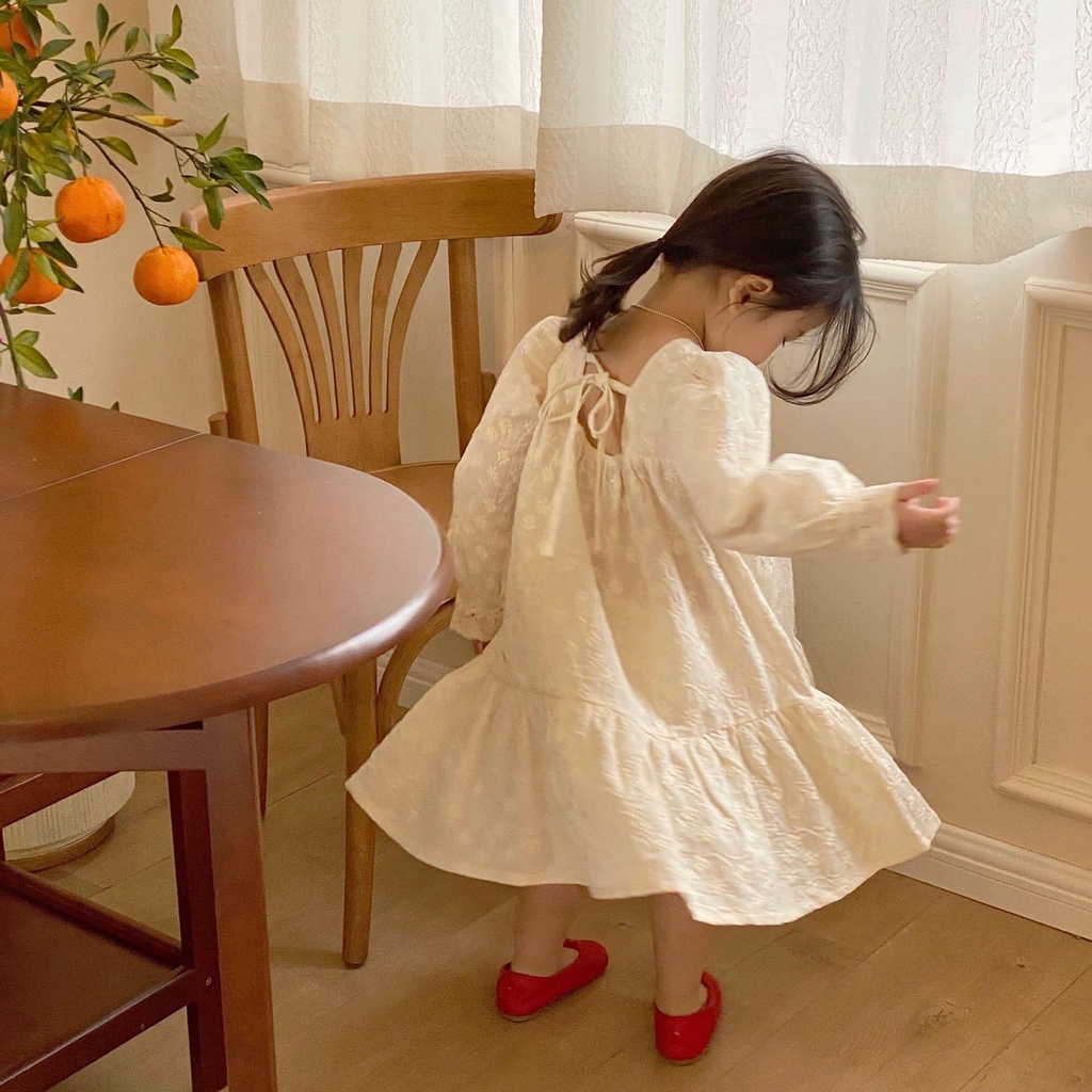 [Có sẵn/Hoả tốc] Váy thô thêu hoa bé gái tiệm nhà Quýt