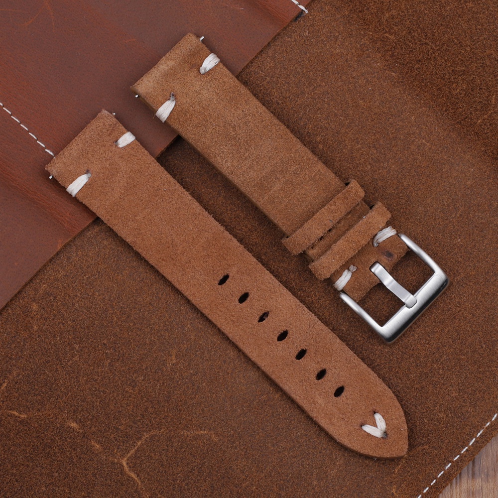 Dây Đeo Đồng Hồ Bằng Da Lộn Và Thép Không Gỉ 18 / 20 / 22 / 24mm
