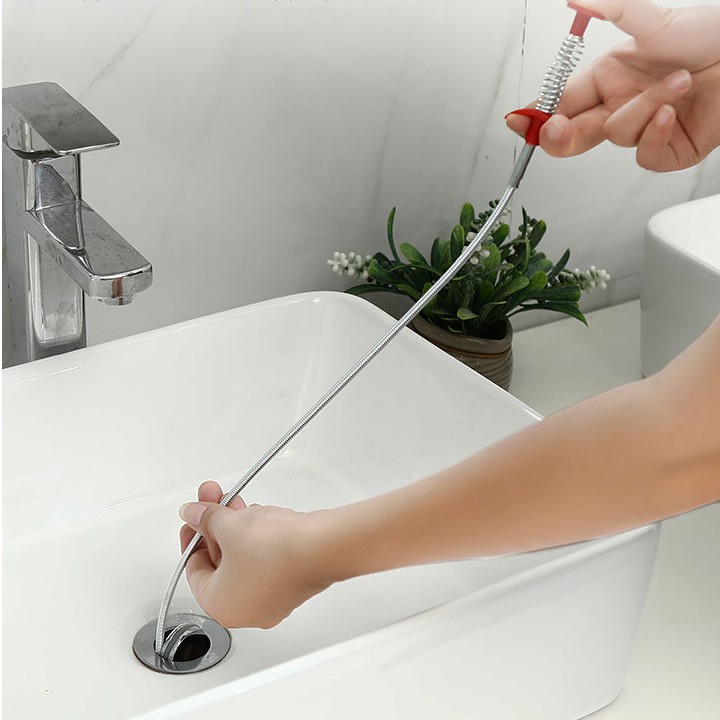 Dụng cụ kẹp gắp rác 4 móc dạng dây có thể uốn gập theo đường ống nước siêu tiện lợi