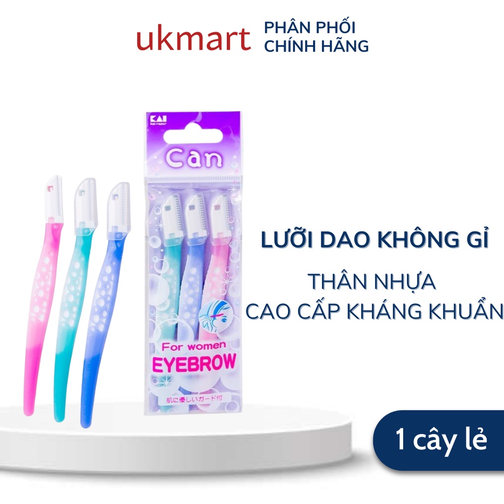 Dạo Cạo Lông Mày KAI Can Lưỡi Đơn Thân Nhựa Cao Cấp Nhật Bản
