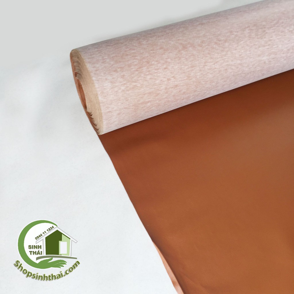 Vải da simili PVC - vải giả da may túi, làm dép, bọc ghế sofa -  màu nâu da bò có vân nổi