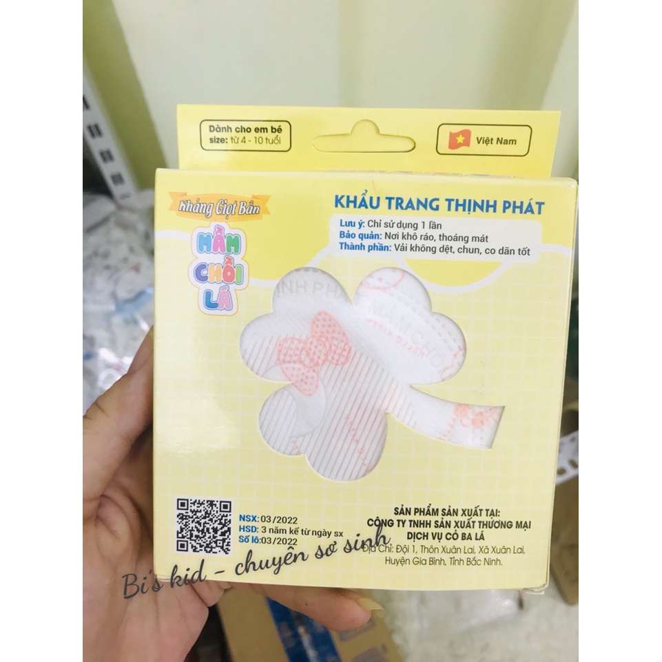 [Hàng mới về] [Hộp 10 cái] Khẩu trang trẻ em 3 lớp Mầm-Chồi-Lá Thịnh Phát size 4-10 tuổi
