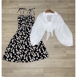 Set đầm hai dây và áo dễ thương