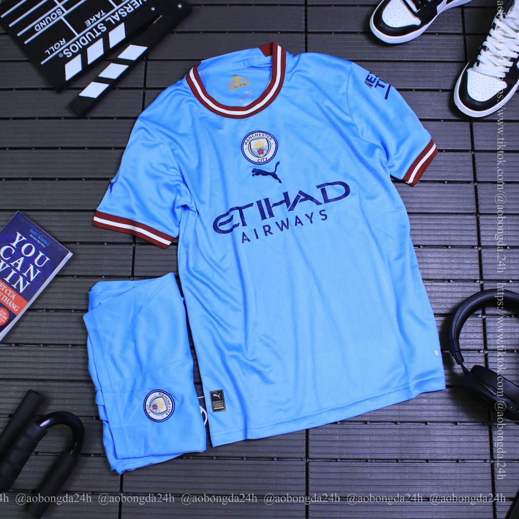 Bộ quần áo đá banh CLB Mancity bản quần xanh mùa 2022/2023 hàng cao cấp thailand