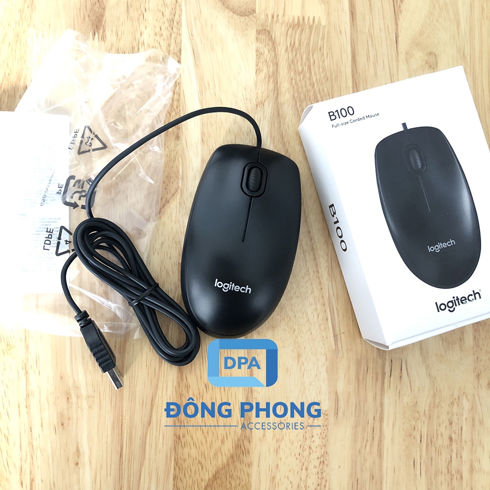 Combo Chuột Có Dây Logitech B100 Chính Hãng Tặng Kèm Lót Chuột Cao Cấp