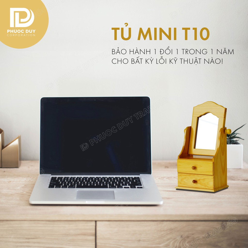 Tủ mini để bàn đa năng - Tủ nữ trang mỹ phẩm T10 có gương