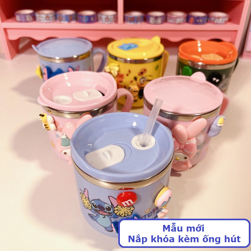 Ly uống nước Hello Kitty, Doraemon, Mickey Inox cho bé 270ml