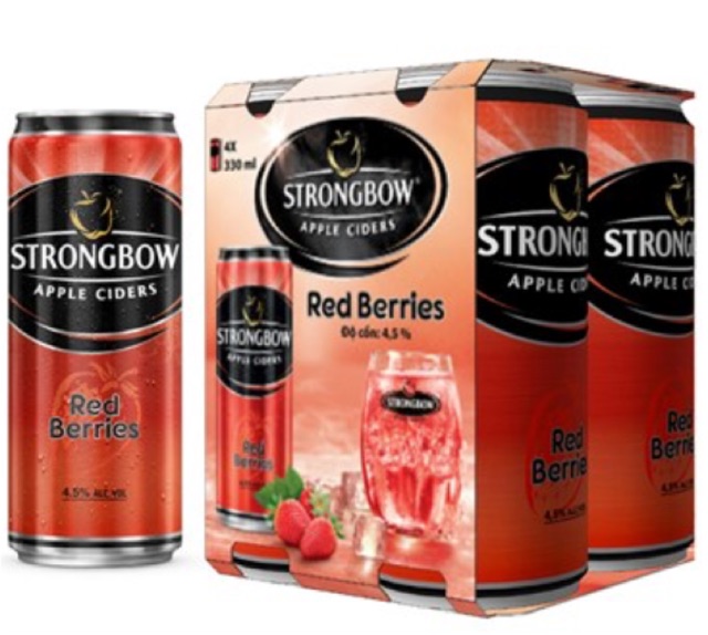 Nước táo lên men Ciders Strongbow Red Berries lon cao 330ml (4 lon)