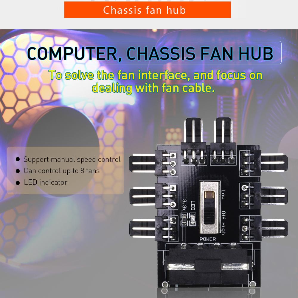 Dây Cáp Chia Cổng Quạt Tản Nhiệt Máy Tính 3Pin 12V 4PIN 1 Sang 8