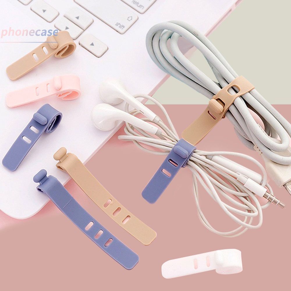 Kẹp cố định silicon dẻo đa năng tiện dụng cho dây cáp sạc/ tai nghe đồ dùng văn phòng