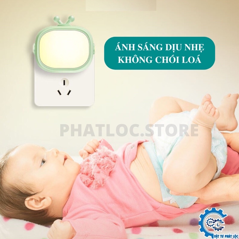 Đèn ngủ cắm tường cảm ứng hình tivi dễ thương - Đèn led cảm biến - công suất 0.6W tiết kiệm điện, tự động tắt mở
