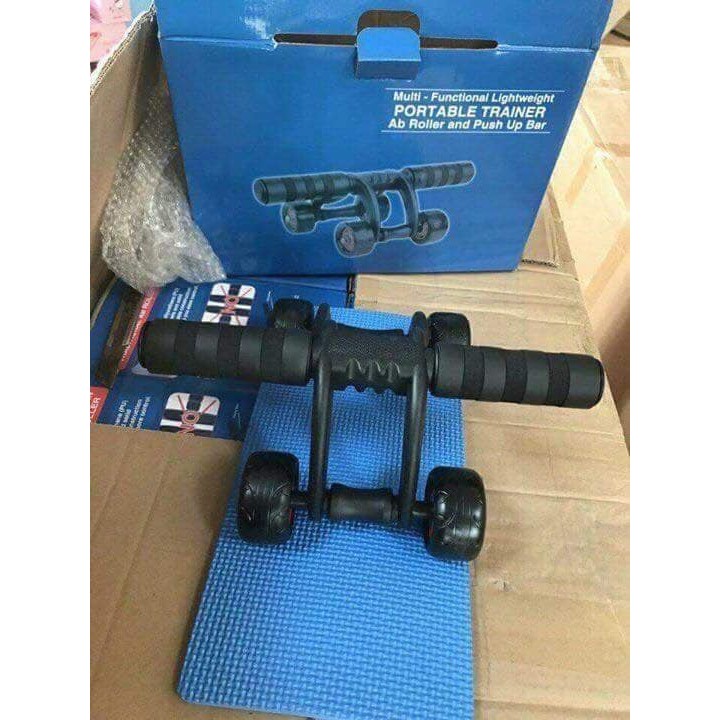 Con Lăn Tập Cơ Bụng 4 Bánh _ AB ROLLER And Push Up Bar (Tặng kèm thảm lót gối)