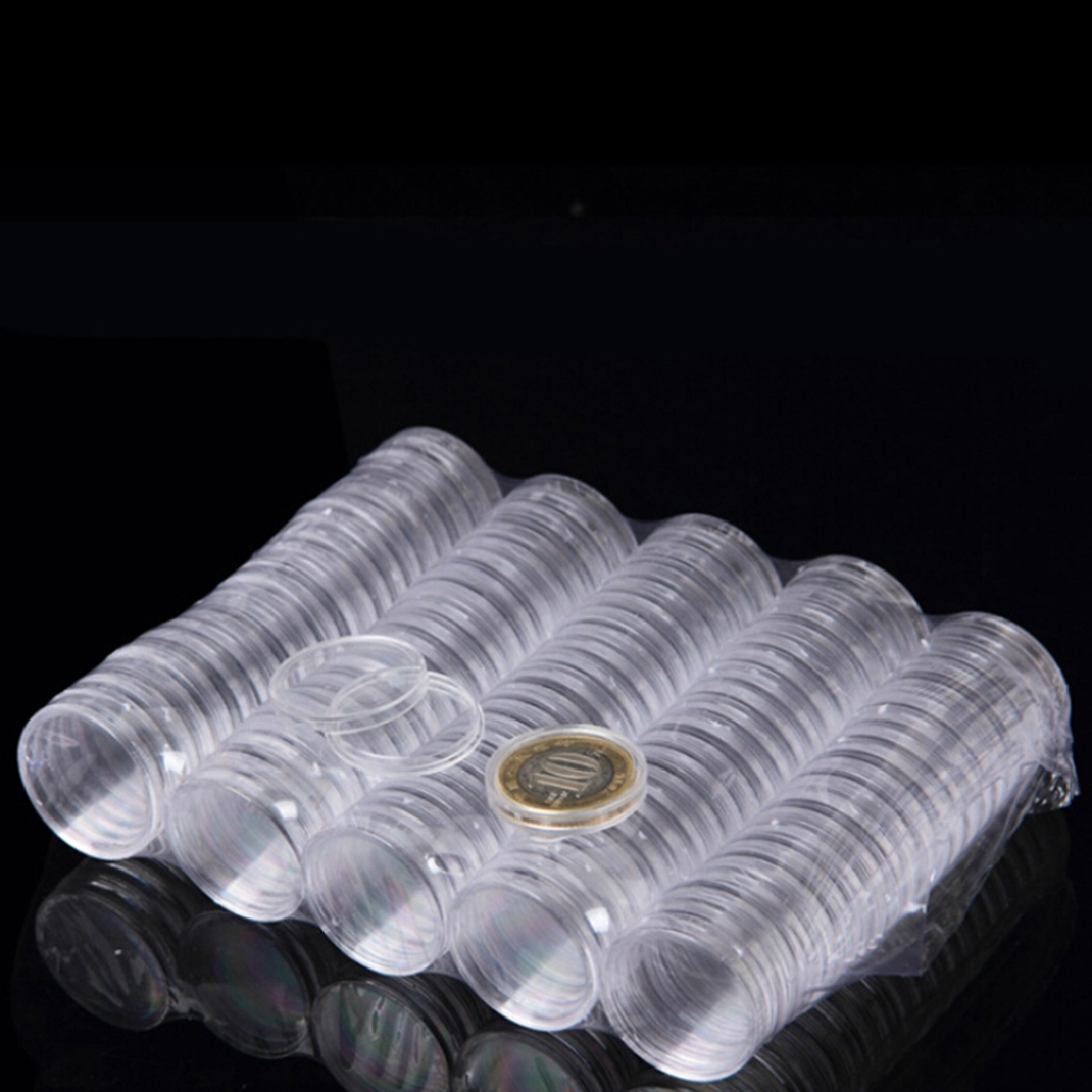 Bộ 10 Vòng Nhựa Trong Suốt 27mm Giữ Tiền Xu